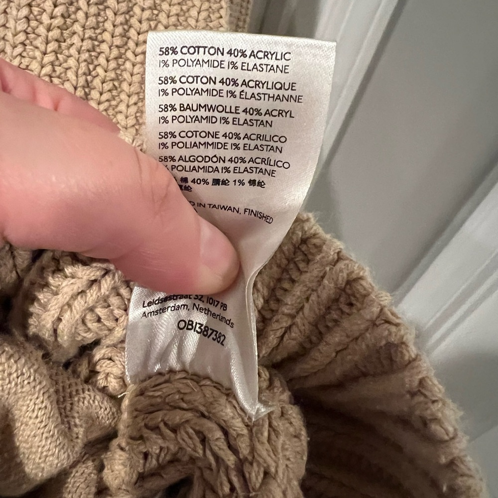 Free People Swim Too Deep Oversized Chunky Knit Cardigan | Almond | Size Medium - Picture 9 of 11